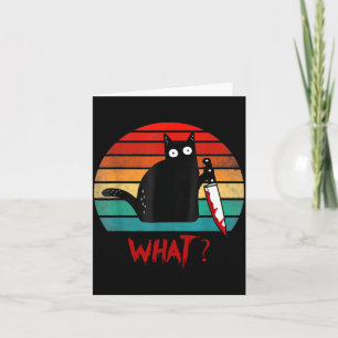 Vintage Katze Was_ Lustige Schwarze Katze Mörderis Karte