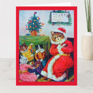 Vintage-Katze Weihnachten, Louis Wain Karte