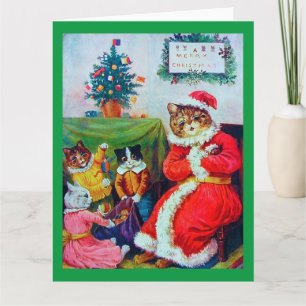 Vintage Katze Weihnachten, Louis Wain Karte