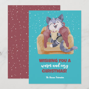 Vintage-Katze Winterurlaub Frohe Weihnachten
