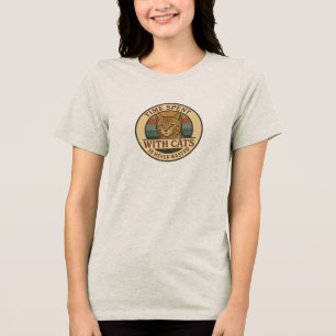 Vintage-Katze – Zeit mit Katzen ist niemals versch Tri-Blend Shirt
