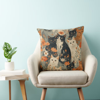 Vintage-Katzen & Blumenkissen Kissen