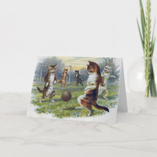 Vintage Katzen, die Fußball spielen Karte