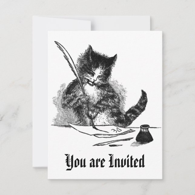 Vintage Katzen-Einladung Einladung (Vorderseite)