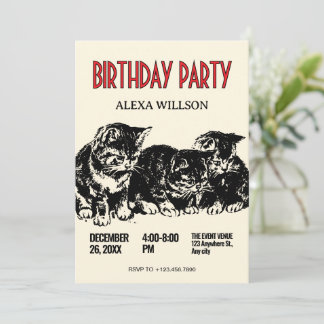 Vintage Katzen Geburtstag Einladung