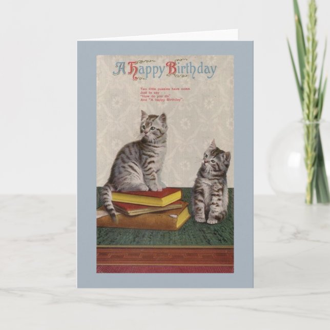 Vintage Katzen Geburtstagskarte Karte (Vorderseite)