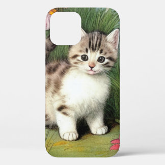 Vintage Katzen-Illustration mit roten Blume Case-Mate iPhone Hülle