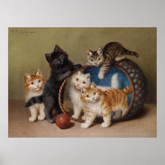 Vintage Katzen Kätzchen Sophie Sperlich Der rote B Poster (Vorne)