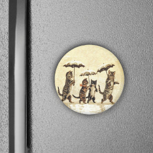 Vintage Katzen Regenschirm Schnee Magnet