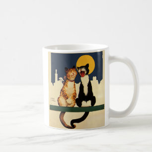 Vintage Katzen singen, lustige und Alberne Tiere Kaffeetasse