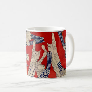 Vintage-Katzen-Stoffbecher Kaffeetasse