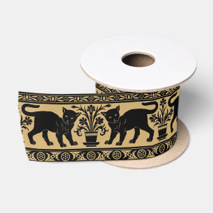Vintage Katzen und Blume Frieze Pattern Satin Satinband
