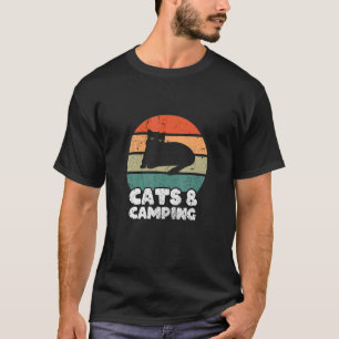 Vintage-Katzen und Camping Herren oder Damen Katze T-Shirt