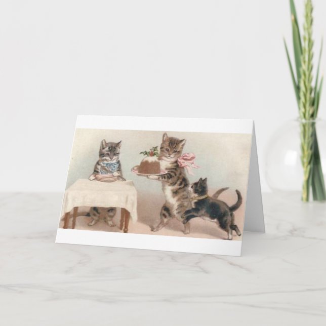 Vintage Katzen-und Feiertagskarte (Vorderseite)