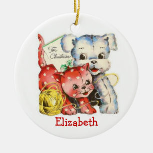 Vintage Katzen-und Keramikornament