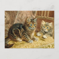 Vintage Katzen - Viktorianische Katze Kunst Postka