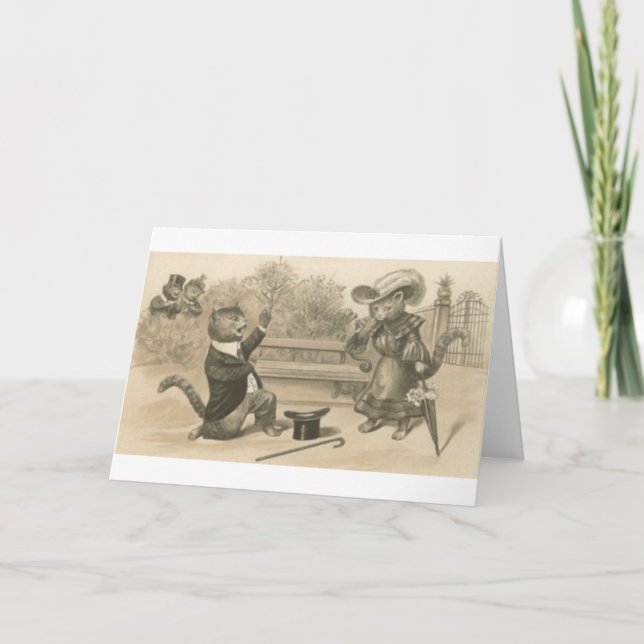 Vintage Katzen-Vorschlagskarte Karte (Vorderseite)