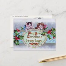 Vintage Katzen Weihnachten Postkartenneudruck