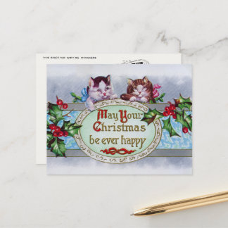 Vintage Katzen Weihnachten Postkartenneudruck Postkarte