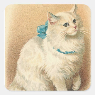 Vintage Katzenaufkleber Quadratischer Aufkleber
