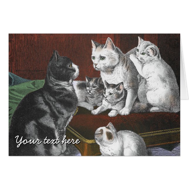 Vintage Katzenfamilie (Vorderseite (Horizontal))