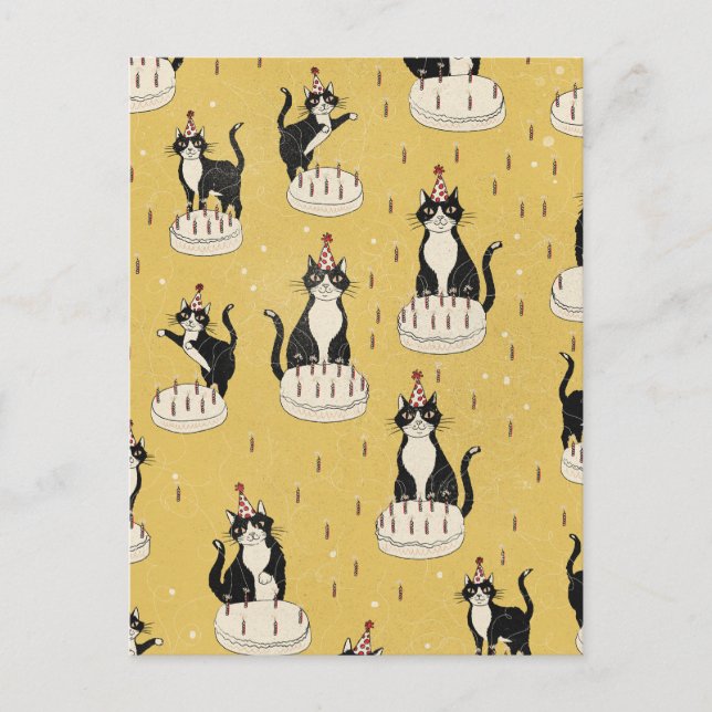 Vintage-Katzengeburtstag Postkarte (Vorderseite)