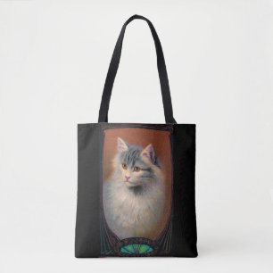 Vintage-Katzenillustration Art Nouveau elegantes H Tasche