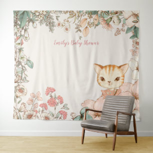 Vintage-Katzenshow-Backdrop Landschaft Creme Wandteppich