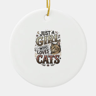 Vintage-Katzliebhaber-Mädchen-Typografie-Design_1 Keramik Ornament