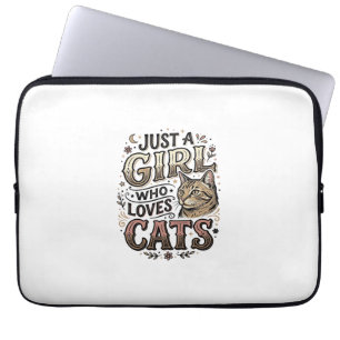 Vintage-Katzliebhaber-Mädchen-Typografie-Design_1 Laptopschutzhülle