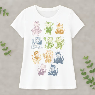 Vintage Kawaii Katze Süße Retro-Kitty-Illustration T-Shirt