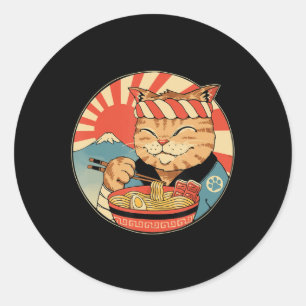 Vintage Kawaii Ramen Katze Neko Anime Japanische N Runder Aufkleber