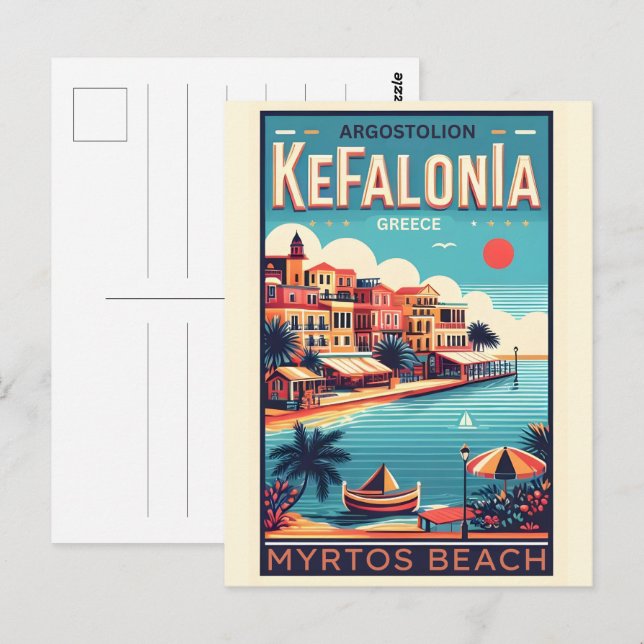 Vintage Kefalonia Greece Reise Souvenirs Postkarte (Vorne/Hinten)