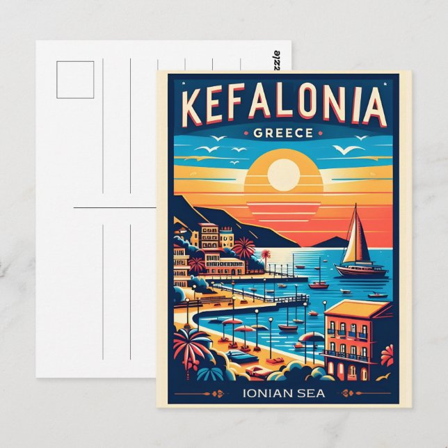 Vintage Kefalonia Greece Reise Souvenirs Postkarte (Vorne/Hinten)