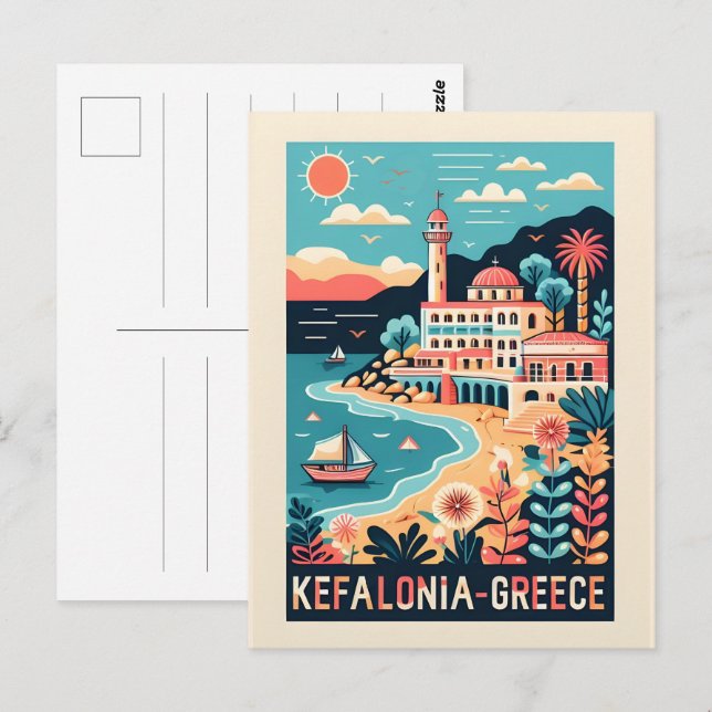 Vintage Kefalonia Greece Reise Souvenirs Postkarte (Vorne/Hinten)