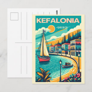 Vintage Kefalonia Griechenland Reiseandenken Postkarte