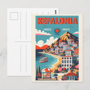 Vintage Kefalonia Griechenland Reiseandenken Postkarte