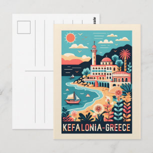 Vintage Kefalonia Griechenland Reiseandenken Postkarte