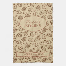 Vintage Keksmuster personalisierte Namensküche Geschirrtuch