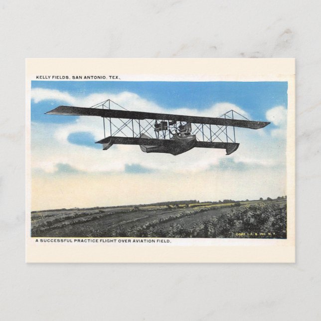 Vintage Kelly Fields Aviation Field Airplane Test Postkarte (Vorderseite)