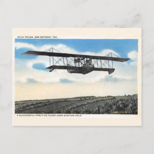 Vintage Kelly Fields Aviation Field Flugzeugtest Postkarte
