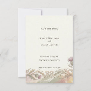 Vintage-Keltische-Distel-Hochzeit-Einladungskarte Save The Date