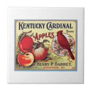 Vintage Kentucky Cardinal Äpfel, Henry P Barret, Fliese