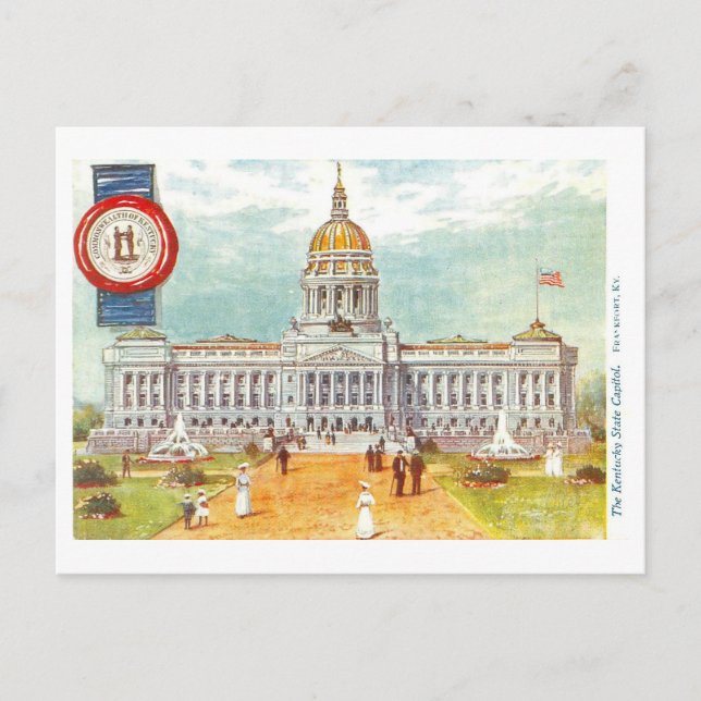Vintage Kentucky Hauptstadt mit Siegel Postkarte (Vorderseite)