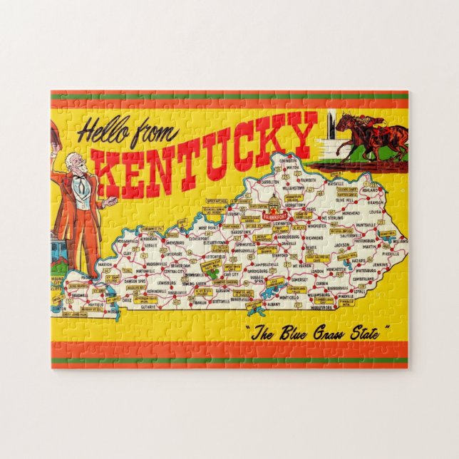 Vintage Kentucky Karte Postkarte (Horizontal)