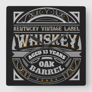 Vintage Kentucky Whiskey Quadratische Wanduhr
