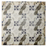 Vintage Keramik für neutrale Vogelpapiere Fliese<br><div class="desc">Rustikale Imitate,  die sich durch neutrale Farben und Vintage Vogelmuster auf antikem Hintergrund auszeichnen. Ideal für ein Bauernhaus und Hütte Dekor Keramik Fliesen. 100% Kundenzufriedenheit mit "Zazzle" jeden Tag.</div>