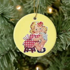 Vintage Keramik Kinder Ornament