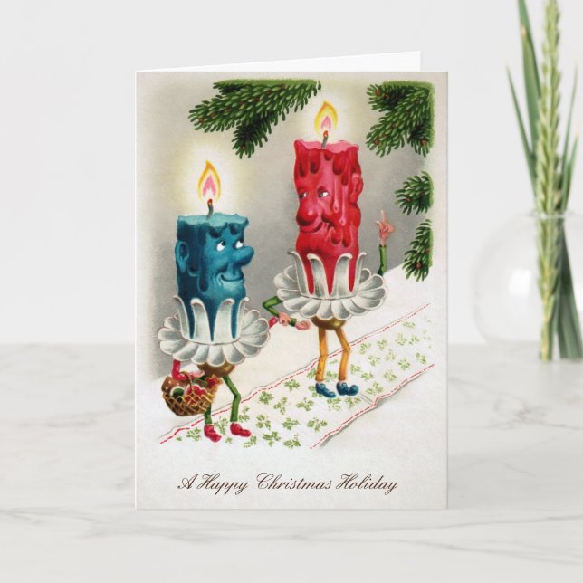 Vintage Kerzen Weihnachtskarte Feiertagskarte (Vorderseite)