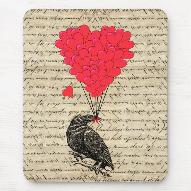 Vintage Keule und herzförmige Ballons Mousepad (Vorne)